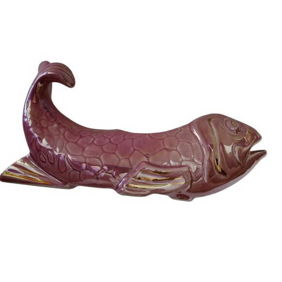 Opalescent Pink Stanford Ware Koi Fish Planter Mid Century Modern #285 Iridescen - Picture 4 of 7